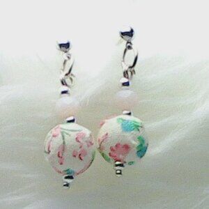 No 253 Pretty minimalist handmade earrings with fabric beads